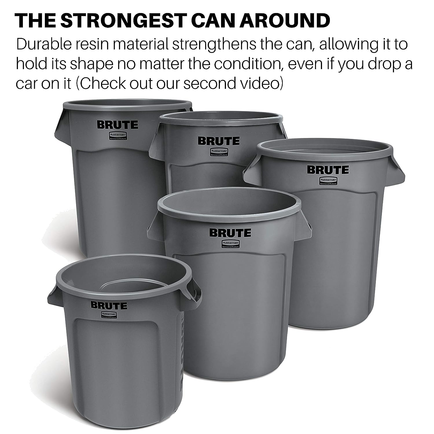 Rubbermaid Commercial Products BRUTE Heavy-Duty Round Trash/Garbage Can, 10-Gallon, Gray, Outdoor Waste Container for Home/Garage/Bathroom/Outdoor/Driveway - 24hrsmart